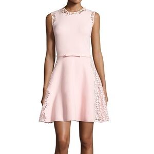 GIAMBATTISTA VALLI Sleeveless Lace-Trim A-Line Dress, Pink Small